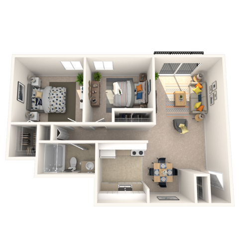 2 bedroom floor plan Mason Hills Apartments in Mason, MI